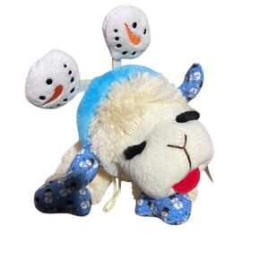 (1) Multipet Holiday Lambchop Snowman Lamb Chop Dog Toy Christmas Squeaky